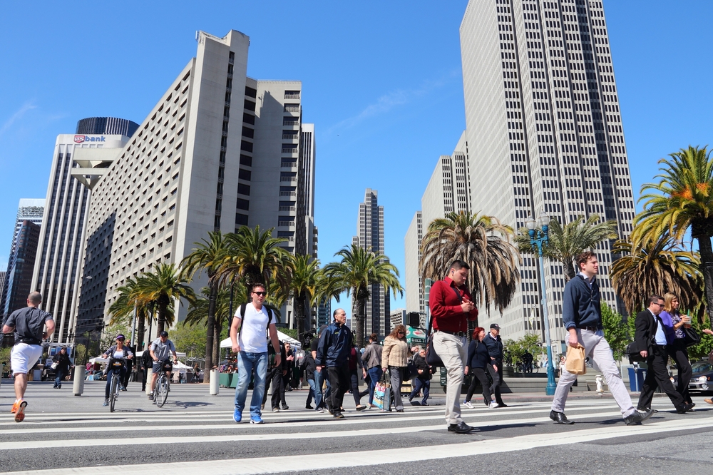 People walking in downtown San Francisco