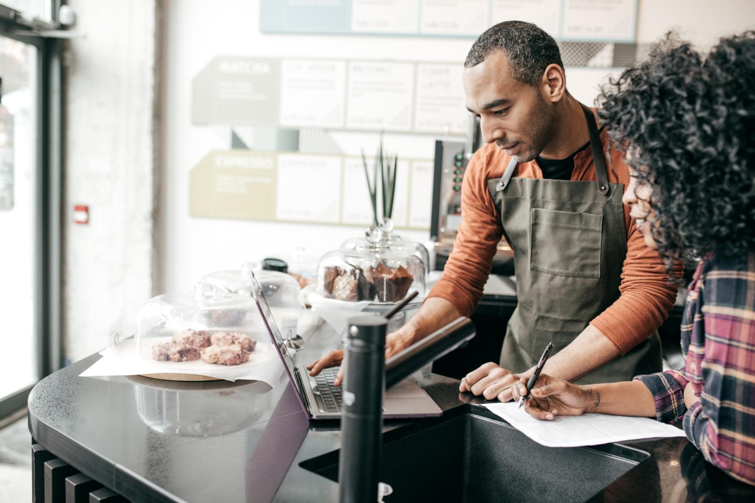 small business owner doing taxes