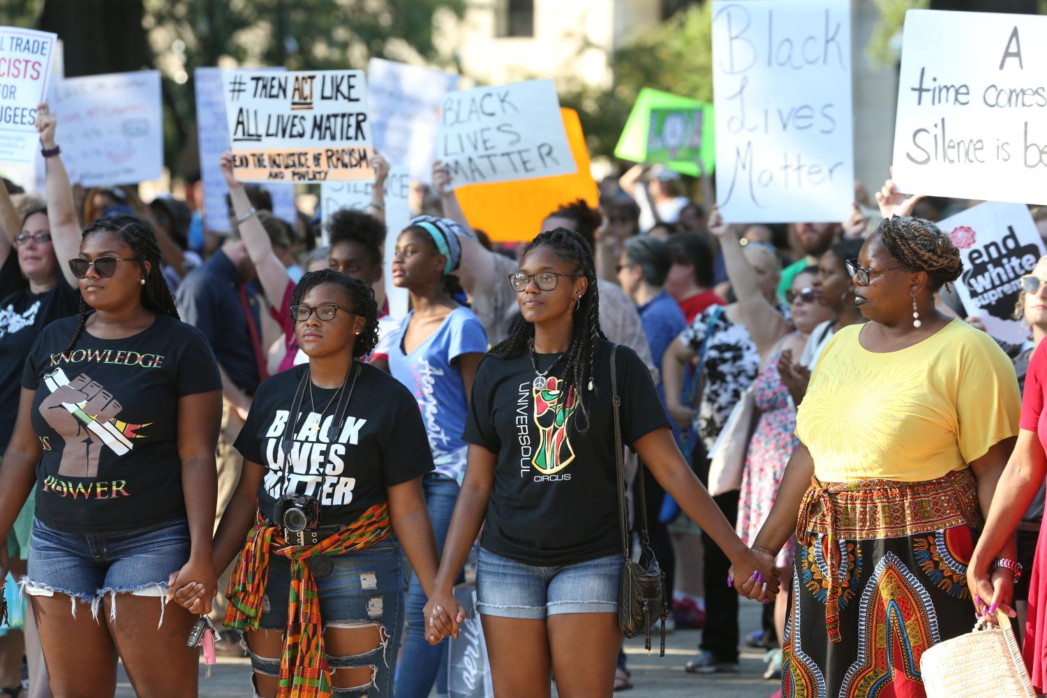 Activists gather during a Black Lives Matter rally in Charleston, West Virginia.