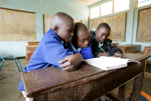 Children study at Olympic Primary school in Nairobi
