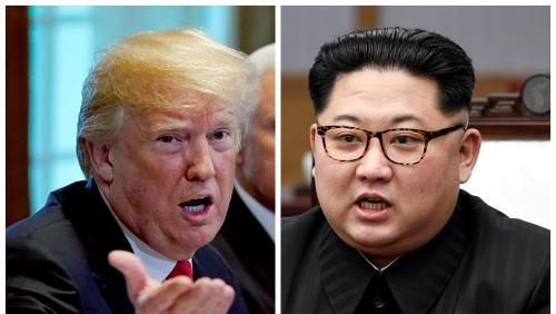 FILE PHOTO:  A combination photo shows U.S.  President Donald Trump and North Korea leader Kim Jong Un in Washignton, DC, U.S. May 17, 2018 and in Panmunjom, South Korea, April 27, 2018 respectively.   REUTERS/Kevin Lamarque and Korea Summit Press Pool/File Photos - RC1486AEE300
