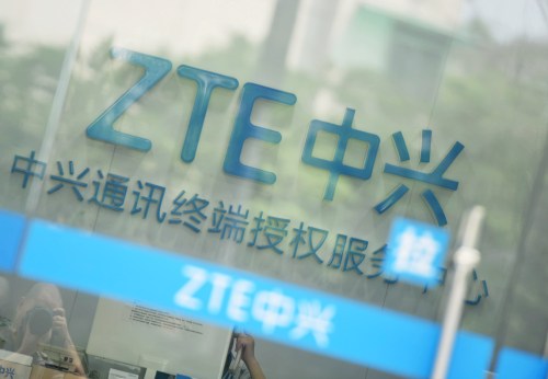 A sign of ZTE Corp is pictured at its service centre in Hangzhou, Zhejiang province, China May 14, 2018. REUTERS/Stringer  ATTENTION EDITORS - THIS IMAGE WAS PROVIDED BY A THIRD PARTY. CHINA OUT. - RC1F43CD5980