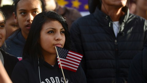 Latino leaders and immigration reform supporters gather at Farrand Field on the campus of the University of Colorado to launch "My Country, My Vote," a 12-month voter registration campaign to mobilize Colorado's Latino, immigrant and allied voters October 28, 2015. The rally was held ahead of a forum held by CNBC before the U.S. Republican presidential candidates debate in Boulder. REUTERS/Evan Semon    - GF20000037144