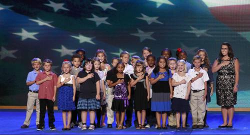 3rd grade class from the W.R. O'Dell Elementary School recite the Pledge of Allegiance.