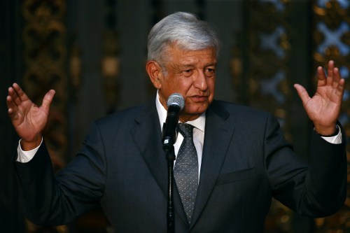 Mexico's president-elect Andres Manuel Lopez Obrador addresses the media after a private meeting with Mexico's President Enrique Pena Nieto at National Palace in Mexico City, Mexico July 3, 2018. REUTERS/Edgard Garrido - RC16C386B610