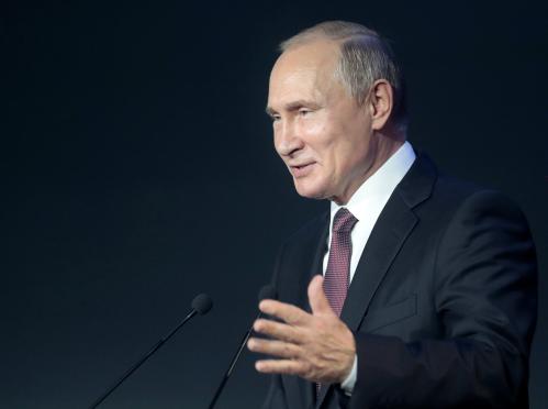 Russia's President Vladimir Putin delivers a speech as he attends the International Cybersecurity Congress in Moscow, Russia July 6, 2018. Sergei Chirikov/Pool via REUTERS - RC1FFDC47C00