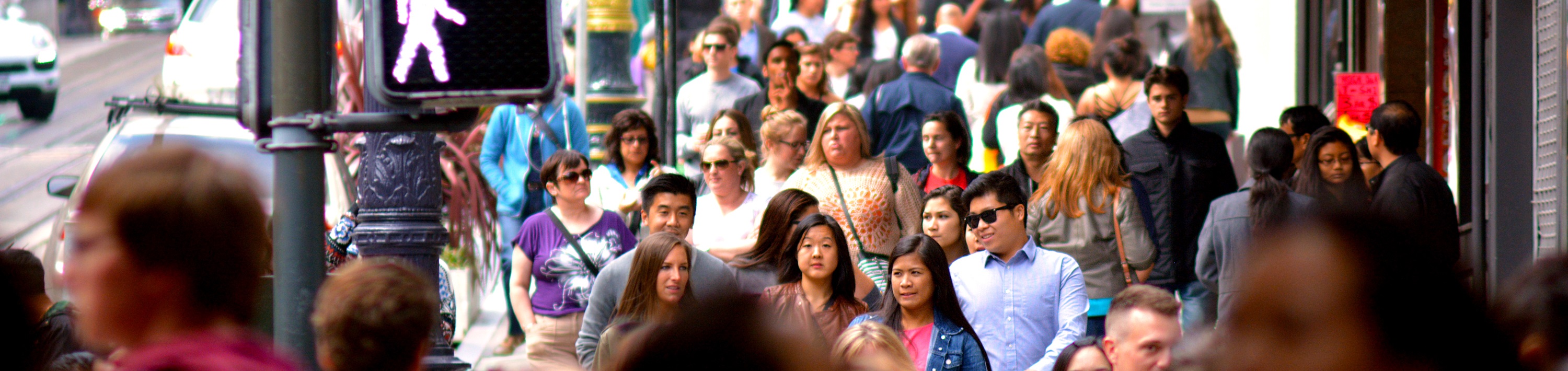 Crowd of people walking