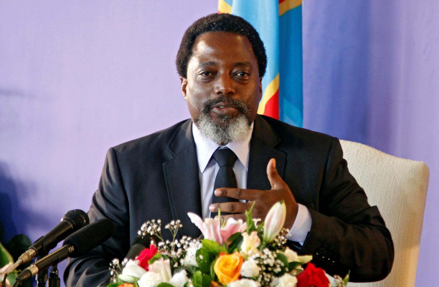 FILE PHOTO: Democratic Republic of Congo's President Joseph Kabila addresses a news conference at the State House in Kinshasa, Democratic Republic of Congo January 26, 2018. REUTERS/Kenny Katombe/File Photo - RC1158813D80
