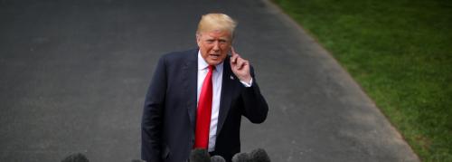 U.S. President Donald Trump speaks to the media before departing the White House for a trip to New York, in Washington, U.S. May 23, 2018. REUTERS/Carlos Barria     TPX IMAGES OF THE DAY - RC1EC248F200