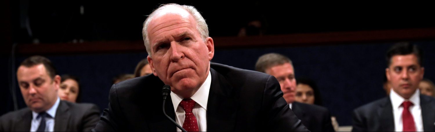 Former CIA director John Brennan testifies before the House Intelligence Committee to take questions on Russian active measures during the 2016 election campaign in the U.S. Capitol in Washington, U.S., May 23, 2017. REUTERS/Kevin Lamarque - RC1E1BE75740