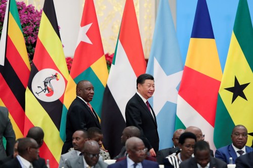 Chinese President Xi Jinping and South African President Cyril Ramaphosa attend the 2018 Beijing Summit Of The Forum On China-Africa Cooperation - Round Table Conference at the Great Hall of the People in Beijing, China September 4, 2018. Lintao Zhang/Pool via REUTERS - RC14FFE63BA0