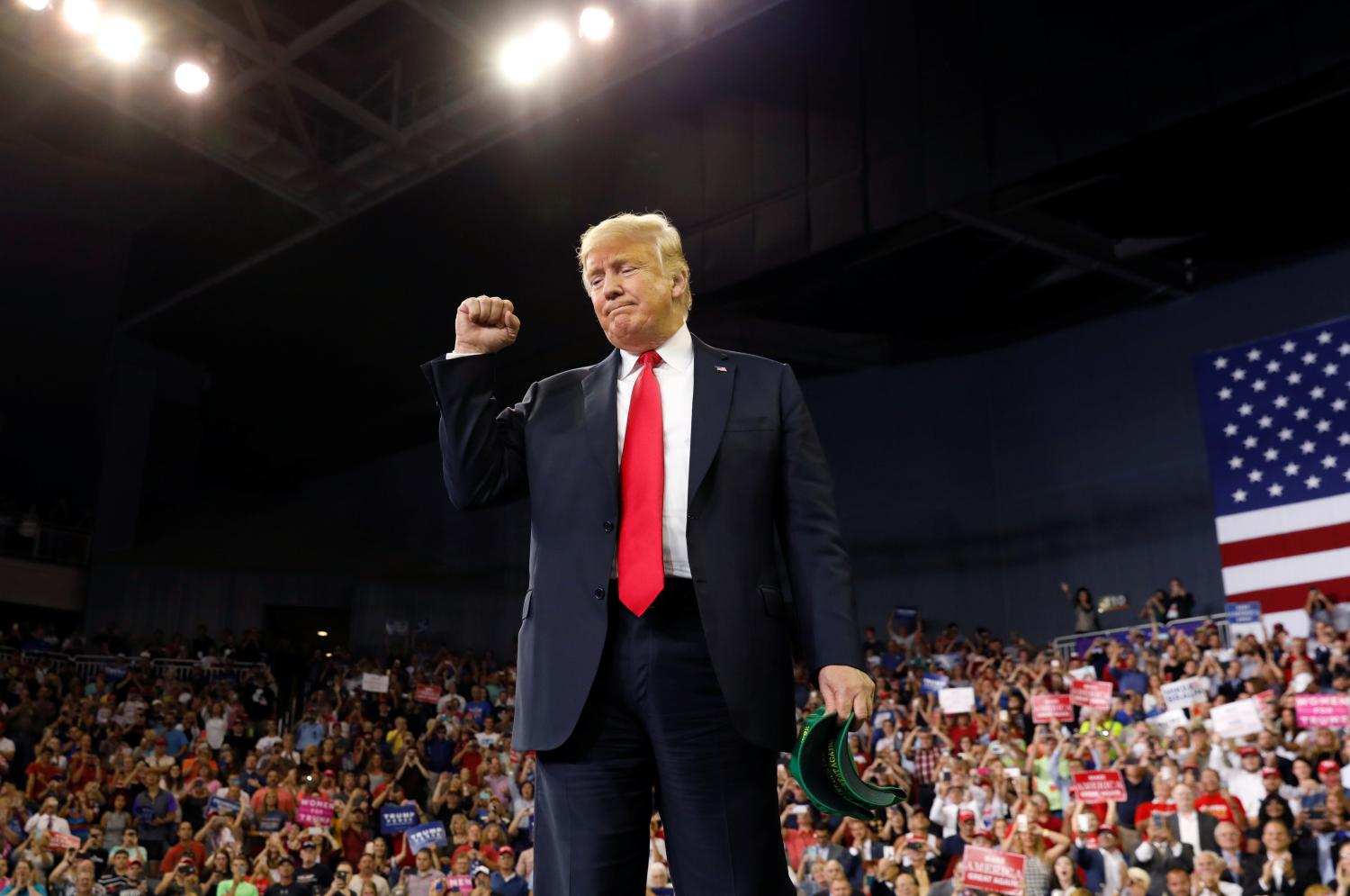 U.S. President Donald Trump holds a rally in Evansville, Indiana.