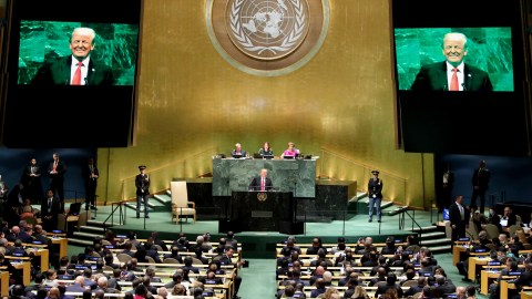 U.S. President Donald Trump addresses the 73rd session of the United Nations General Assembly at U.N. headquarters in New York, U.S., September 25, 2018. REUTERS/Carlo Allegri - HP1EE9P156I02