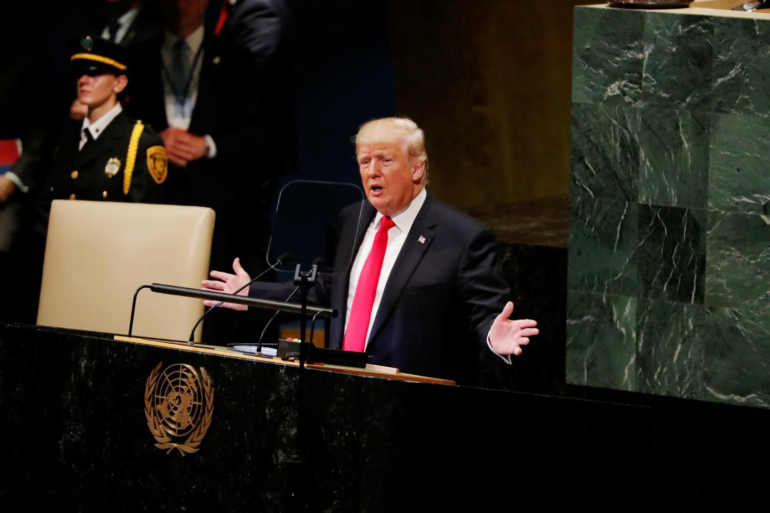 U.S. President Donald Trump addresses the 73rd session of the United Nations General Assembly at U.N. headquarters in New York, U.S., September 25, 2018. REUTERS/Carlos Barria