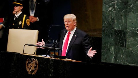 U.S. President Donald Trump addresses the 73rd session of the United Nations General Assembly at U.N. headquarters in New York, U.S., September 25, 2018. REUTERS/Carlos Barria - RC133CC477E0
