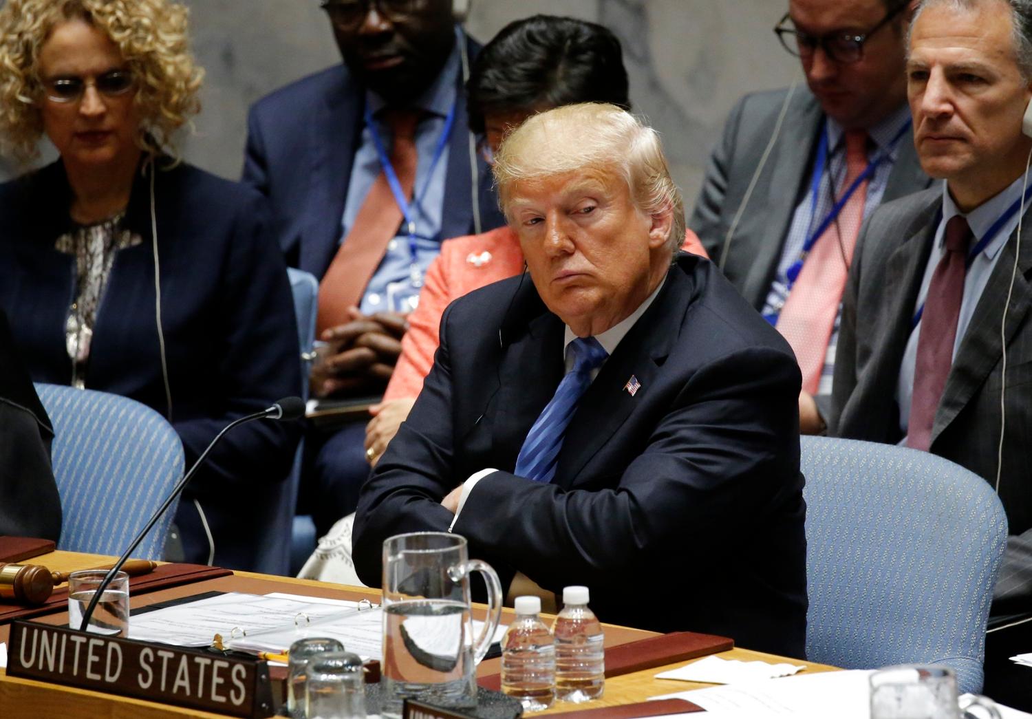 U.S. President Donald Trump listens as he chairs a meeting of the United Nations Security Council held during the 73rd session of the United Nations General Assembly at U.N. headquarters in New York, U.S., September 26, 2018. REUTERS/Eduardo Munoz - HP1EE9Q15Z3BQ