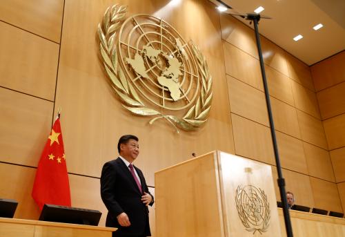 Chinese President Xi Jinping delivers a speech during a high-level event in the Assembly Hall at the United Nations European headquarters in Geneva, Switzerland, January 18, 2017. REUTERS/Denis Balibouse - LR1ED1I1CPTBS