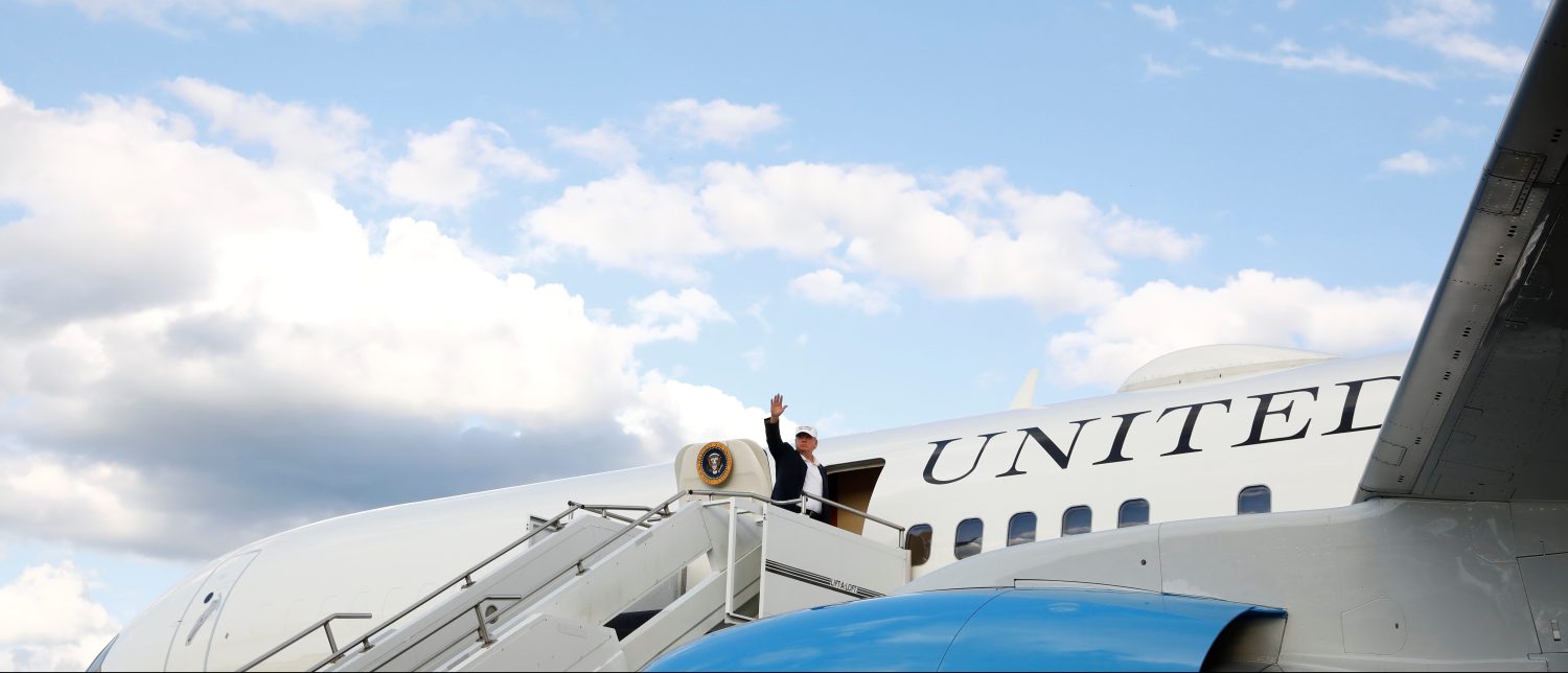 U.S. President Donald Trump boards Air Force One.