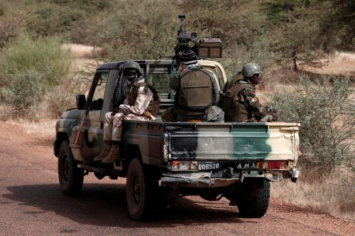 Malian Armed Forces soldiers are pictured during the regional anti-insurgent Operation Barkhane in Tassiga, Mali, October 16, 2017. Picture taken October 16, 2017. REUTERS/Benoit Tessier - RC1114B87BF0