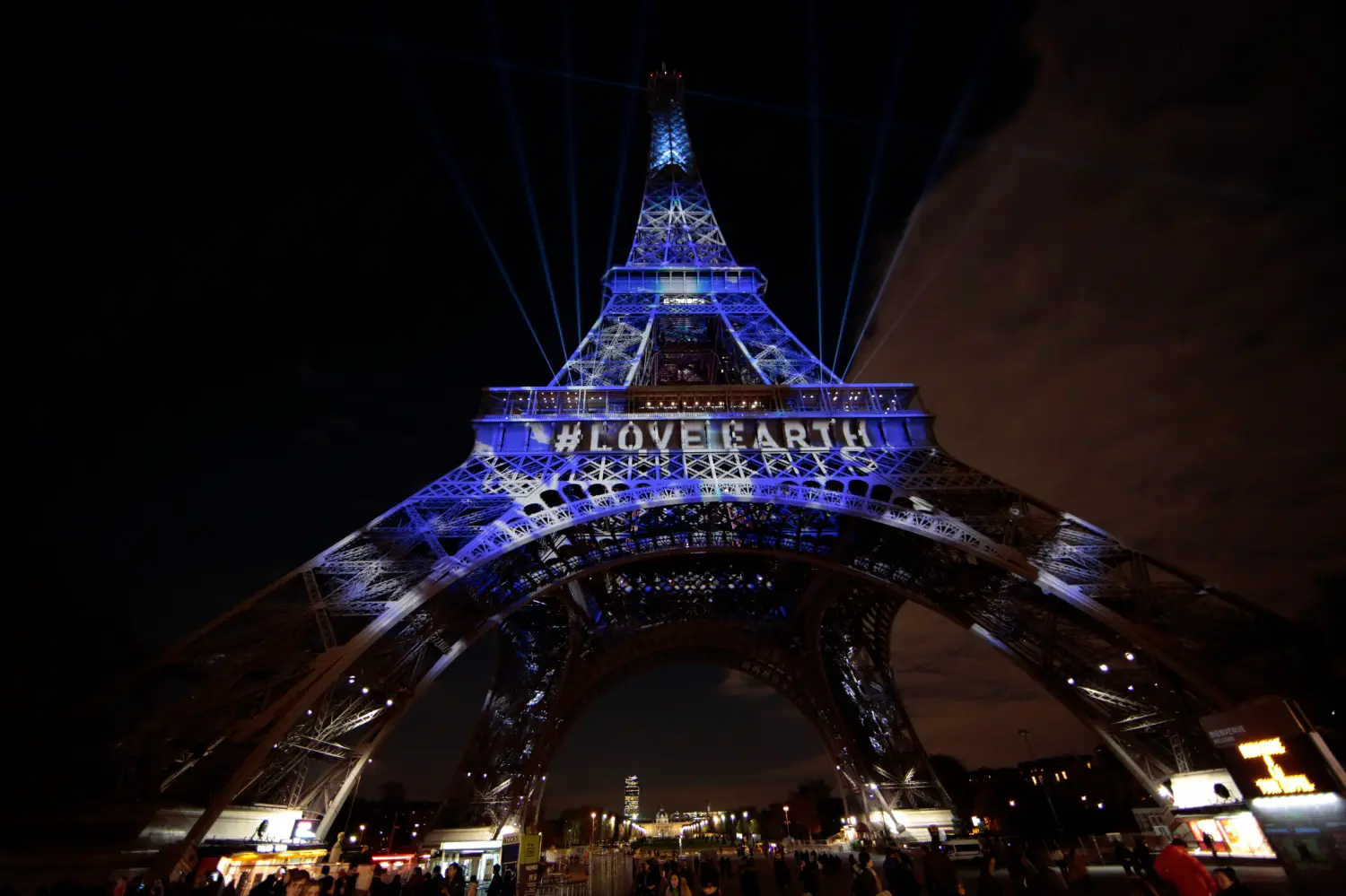 The Eiffel Tower is lit with blue lights as part of the events in the French capital to mark the World Climate Change Conference 2015 (COP21), in Paris, France, December 2, 2015.   REUTERS/Eric Gaillard  - LR2EBC21EP3JD