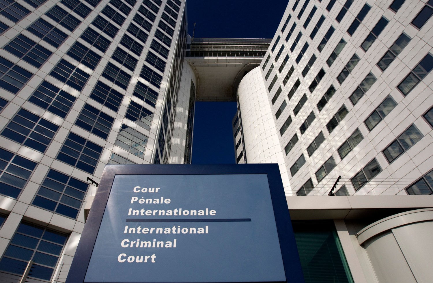 The entrance of the International Criminal Court (ICC) is seen in The Hague March 3, 2011. The ICC's chief prosecutor Luis Moreno-Ocampo said on Wednesday he would investigate the violence in Libya after the U.N. Security Council referred the case to the Hague-based war crimes tribunal. The Security Council on Saturday imposed sanctions on Libyan leader Muammar Gaddafi and his family, and referred Libya's crackdown on anti-government demonstrators to the ICC.  REUTERS/Jerry Lampen (NETHERLANDS - Tags: POLITICS CIVIL UNREST CRIME LAW) - GM1E7331ICD01