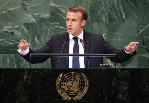 France's President Emmanuel Macron addresses the 73rd session of the United Nations General Assembly at U.N. headquarters in New York, U.S., September 25, 2018. REUTERS/Carlo Allegri - HP1EE9P1AE44M