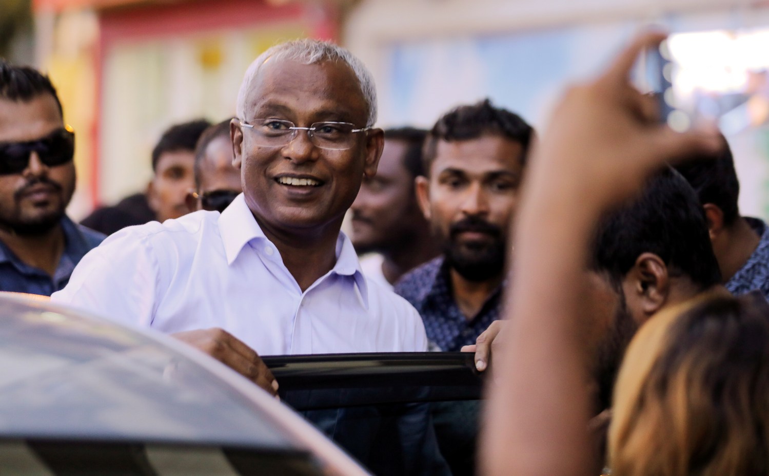 Maldivian president-elect Ibrahim Mohamed Solih arrives at an event with supporters in Male, Maldives September 24, 2018. REUTERS/Ashwa Faheem - RC1CD9218330