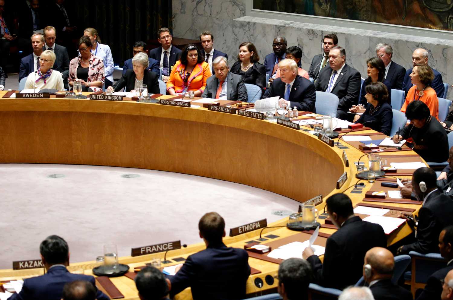 U.S. President Donald Trump speaks as he chairs a meeting of the United Nations Security Council held during the 73rd session of the United Nations General Assembly at U.N. headquarters in New York, U.S., September 26, 2018. REUTERS/Eduardo Munoz - HP1EE9Q14ZBB8