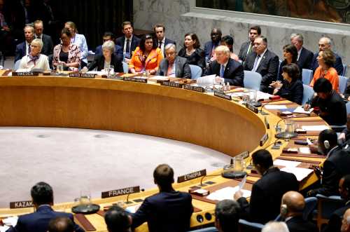 U.S. President Donald Trump speaks as he chairs a meeting of the United Nations Security Council held during the 73rd session of the United Nations General Assembly at U.N. headquarters in New York, U.S., September 26, 2018. REUTERS/Eduardo Munoz - HP1EE9Q14ZBB8