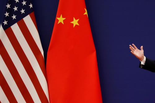 U.S. President Donald Trump delivers his speech as he and China's President Xi Jinping meet business leaders at the Great Hall of the People in Beijing, China, November 9, 2017. REUTERS/Damir Sagolj - RC1BAC33F660