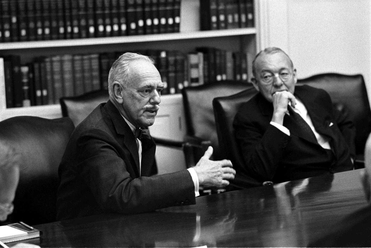 Dean Acheson (L) at Meeting of President's consultants on Foreign Affairs (The Wise Men) | LBJ Presidential Library
