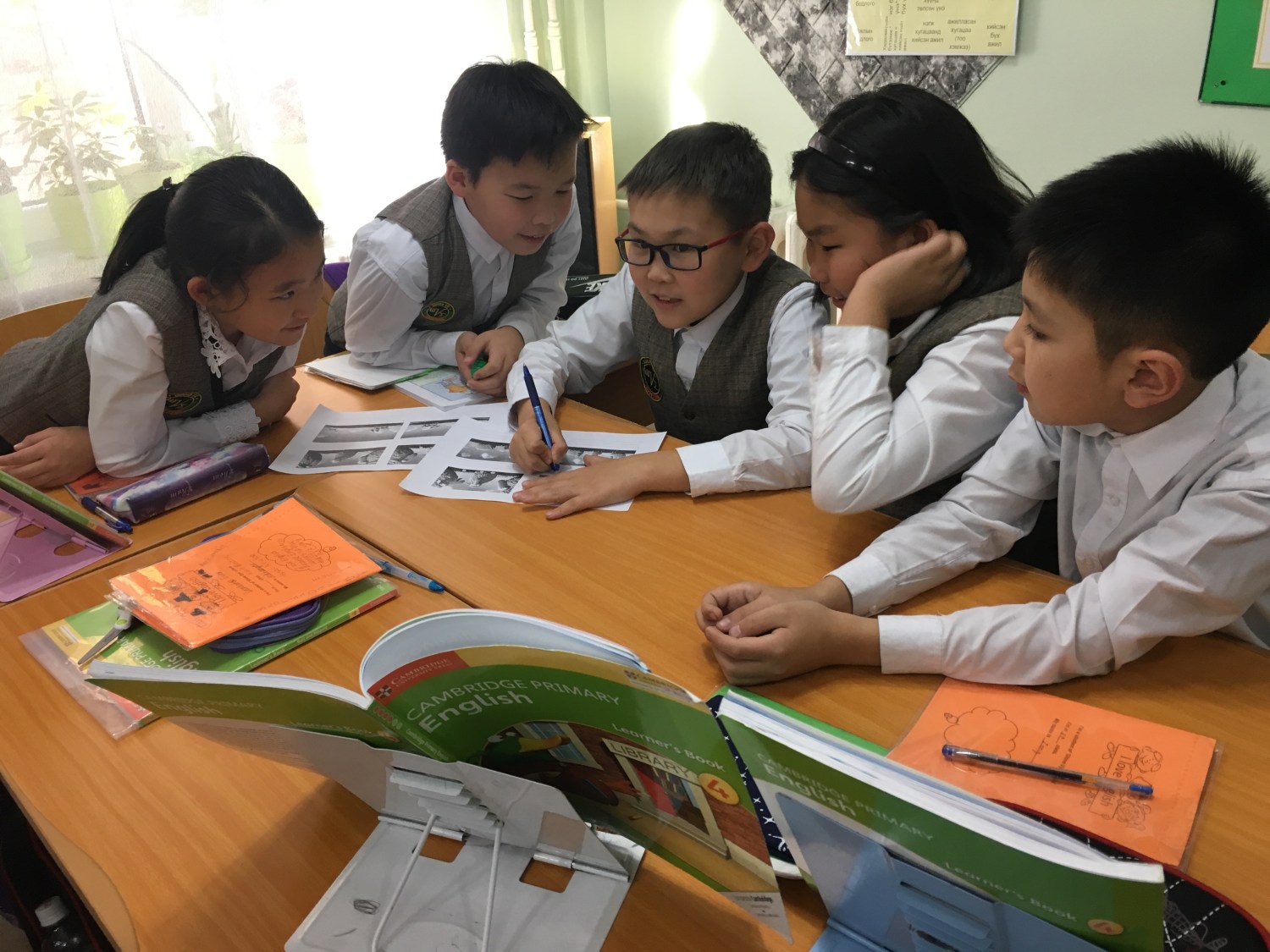 Students working collaboratively in a Mongolian school