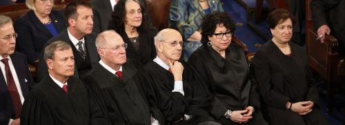 U.S. President Trump Addresses Joint Session of Congress - Washington, U.S. - 28/02/17 - U.S. Supreme Court Justices listen as U.S. President Donald Trump addresses Congress. REUTERS/Kevin Lamarque - HP1ED310733XH