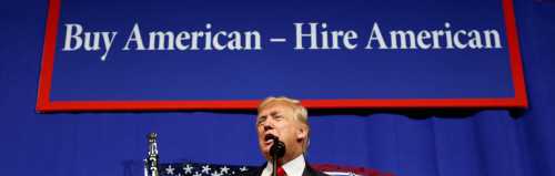 U.S. President Donald Trump speaks before signing an executive order directing federal agencies to recommend changes to a temporary visa program used to bring foreign workers to the United States to fill high-skilled jobs during a visit to the world headquarters of Snap-On Inc, a tool manufacturer in Kenosha, Wisconsin, U.S., April 18, 2017.  REUTERS/Kevin Lamarque - RC19EAFB4AA0