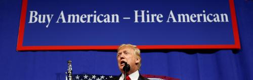 U.S. President Donald Trump speaks before signing an executive order directing federal agencies to recommend changes to a temporary visa program used to bring foreign workers to the United States to fill high-skilled jobs during a visit to the world headquarters of Snap-On Inc, a tool manufacturer in Kenosha, Wisconsin, U.S., April 18, 2017.  REUTERS/Kevin Lamarque - RC19EAFB4AA0