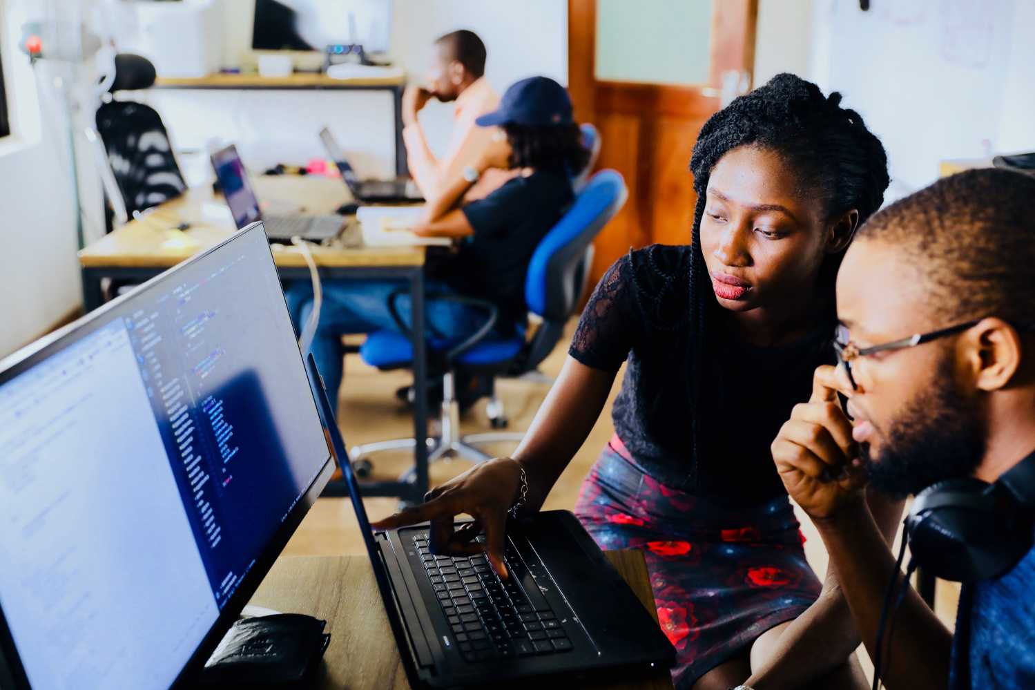Young adults working