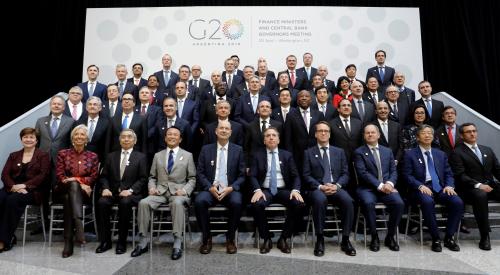 G-20 finance ministers and central banks governors pose for a family photo during the IMF/World Bank spring meeting in Washington, U.S., April 20, 2018. REUTERS/Yuri Gripas - RC1BD2582DA0
