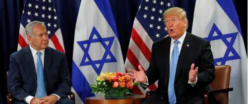 U.S. President Donald Trump speaks during a bilateral meeting with Israeli Prime Minister Benjamin Netanyahu on the sidelines of the 73rd session of the United Nations General Assembly at U.N. headquarters in New York, U.S., September 26, 2018. REUTERS/Carlos Barria - RC177EB586A0