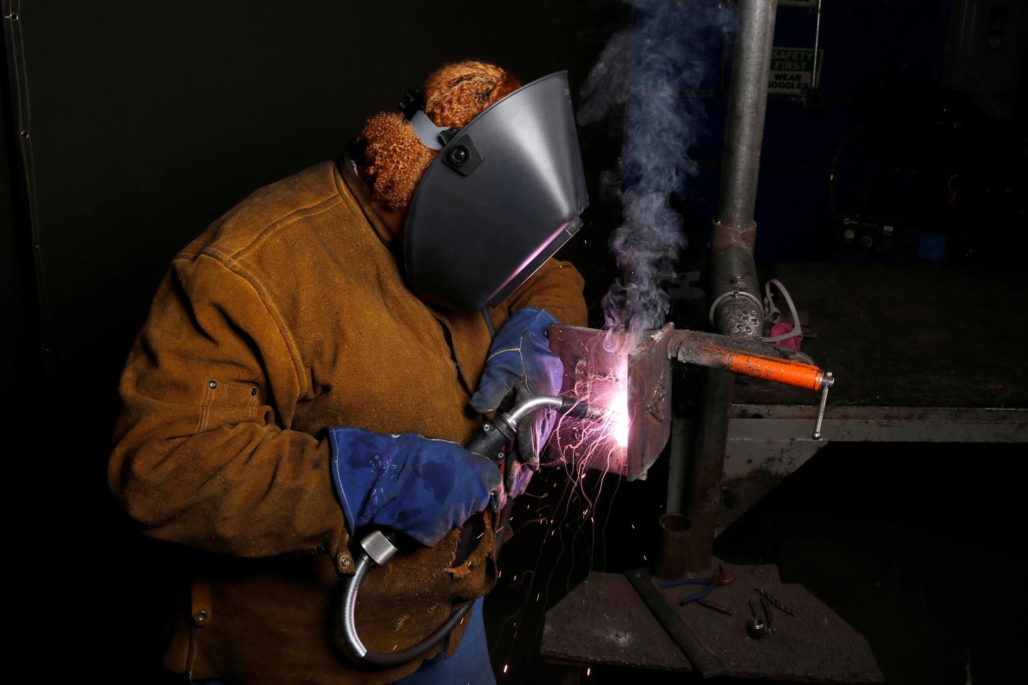 Welding instructor Darlene Thompson, 45, poses for a portrait at Los Angeles Trade-Technical College in Los Angeles, California, United States, June 27, 2016. Only 4.8 percent of U.S. welders were women in 2014, according to the U.S. Department of Labor. Thompson said: "I honestly donÕt care whether it [will] be a woman or a male [president]... What I want is someone who is morally and ethically correct... Right now we need a little peace." Picture taken June 27, 2016. REUTERS/Lucy Nicholson          SEARCH "WOMEN WORKERS" FOR THIS STORY. SEARCH "THE WIDER IMAGE" FOR ALL STORIES      TPX IMAGES OF THE DAY  - S1AETRFYUOAC