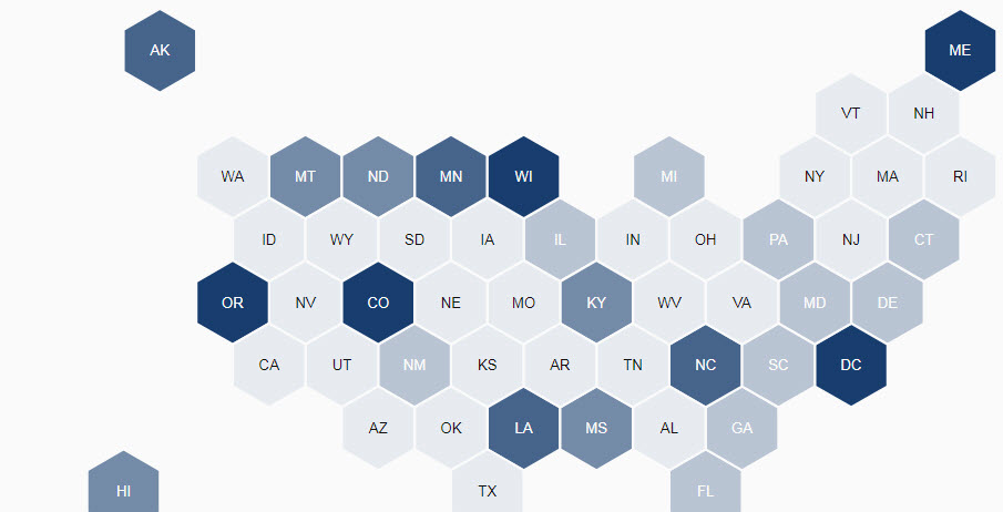 Image from interactive of youth, low income voters state by state
