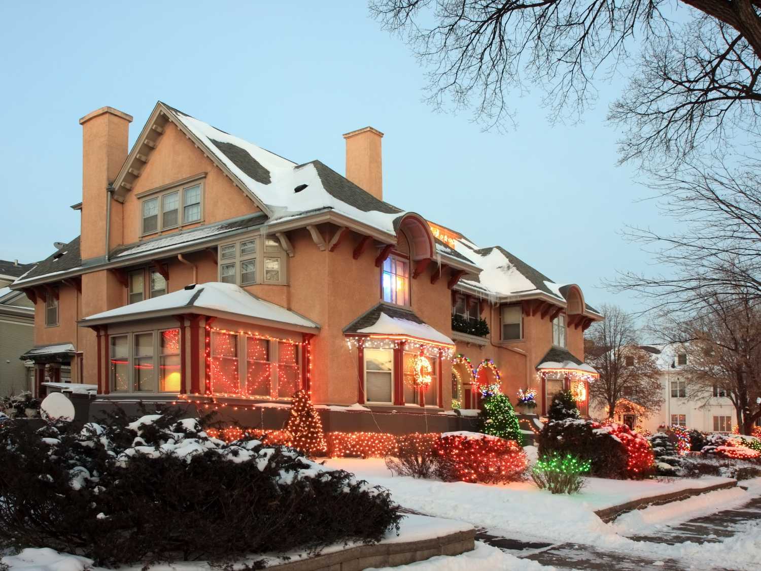 House in Minneapolis with Christmas lights - Image