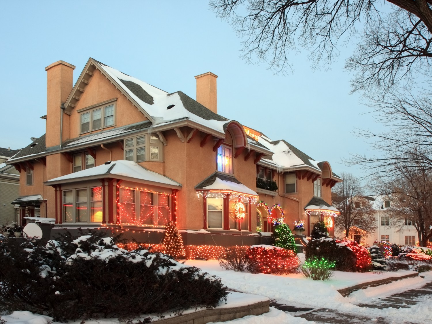 House in Minneapolis with Christmas lights - Image