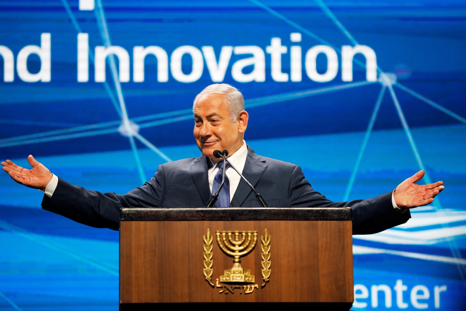 Israel's Prime Minister Benjamin Netanyahu speaks at The Prime Minister's Israeli Innovation Summit in Tel Aviv, Israel October 25, 2018. REUTERS/Amir Cohen - RC126FB37470