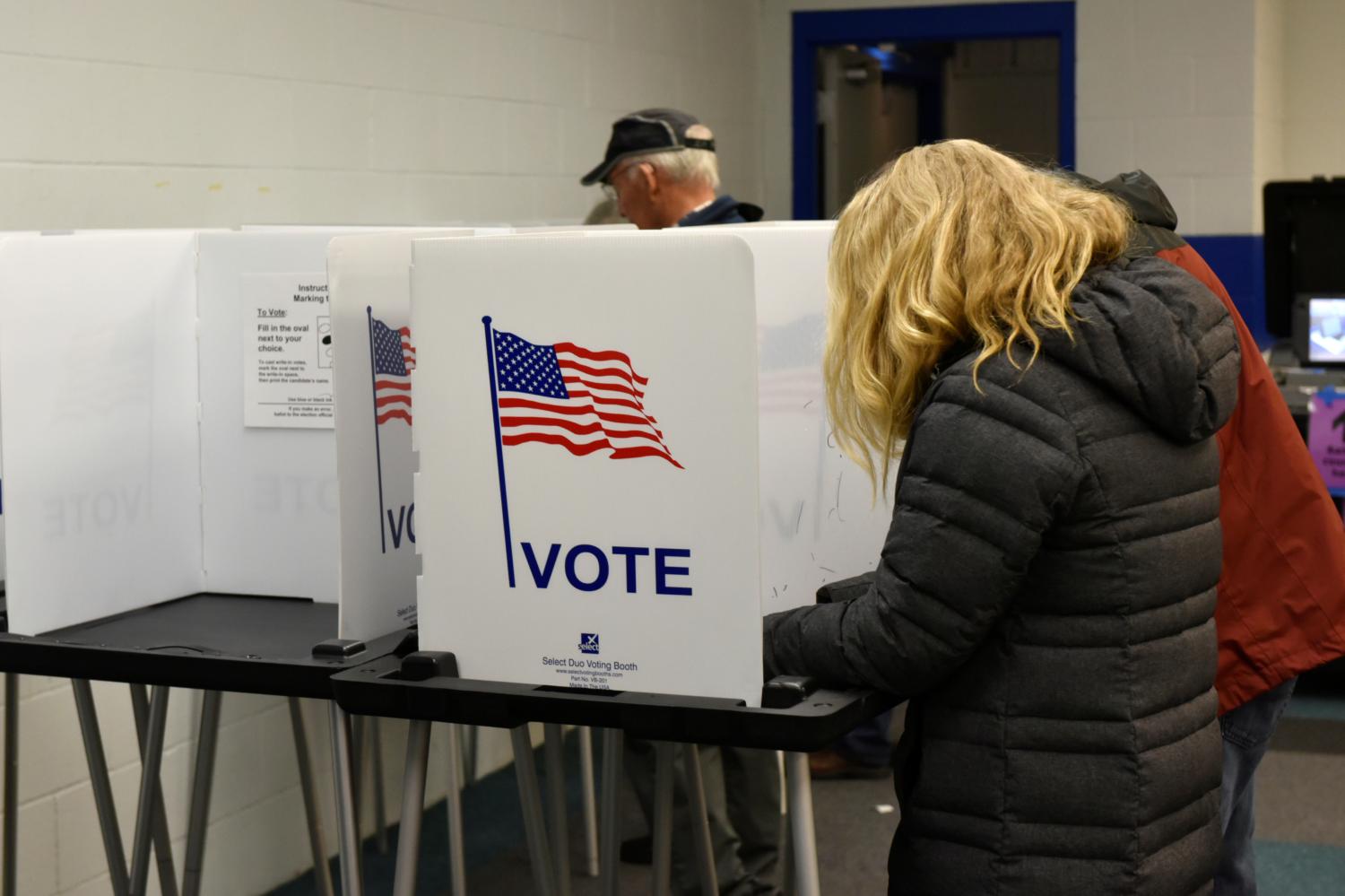 Voters fill out their ballots for the midterm election at a polling place in Madison, Wisconsin, U.S. November 6, 2018. REUTERS/Nick Oxford - RC140DF00310