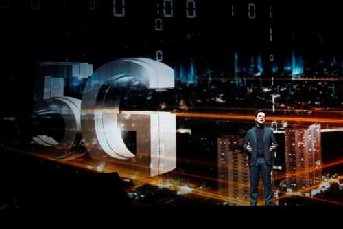 I.P. Park, president and chief technical officer for LG Electronics, speaks on 5G connectivity during a keynote address at the 2019 CES in Las Vegas, Nevada, U.S. January 7, 2019. REUTERS/Steve Marcus - RC1D0A4CE760