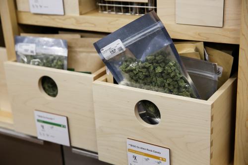 Marijuana is seen for sale at Harborside, one of California's largest and oldest dispensaries of medical marijuana, on the first day of legalized recreational marijuana sales in Oakland, California, U.S., January 1, 2018. REUTERS/Elijah Nouvelage - RC14812827E0