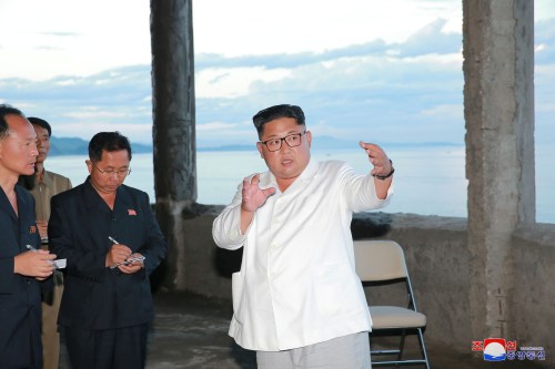 North Korean leader Kim Jong-un gives field guidance during his visit to the under construction Yombunjin Hotel in this undated photo released by North Korea's Korean Central News Agency (KCNA) in Pyongyang July 17, 2018. KCNA via REUTERS     ATTENTION EDITORS - THIS PICTURE WAS PROVIDED BY A THIRD PARTY. REUTERS IS UNABLE TO INDEPENDENTLY VERIFY THE AUTHENTICITY, CONTENT, LOCATION OR DATE OF THIS IMAGE. NO THIRD PARTY SALES. SOUTH KOREA OUT. - RC137035C710
