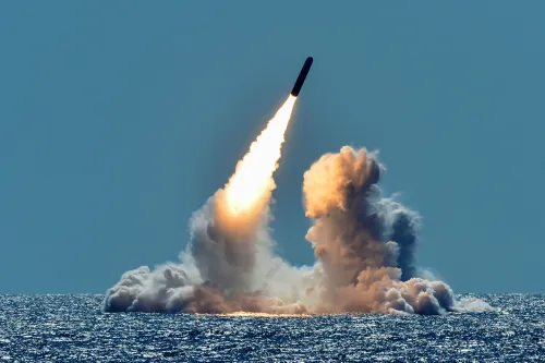 An unarmed Trident II D5 missile is test-launched from the Ohio-class U.S. Navy ballistic missile submarine USS Nebraska off the coast of California, U.S. March 26, 2018. Picture taken March 26, 2018. U.S. Navy/Mass Communication Specialist 1st Class Ronald Gutridge/Handout via REUTERS.   ATTENTION EDITORS - THIS IMAGE WAS PROVIDED BY A THIRD PARTY - RC18839E3160