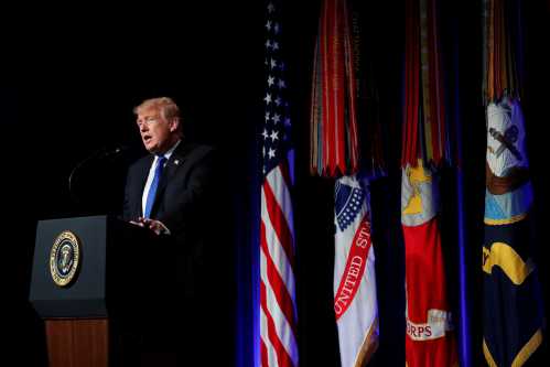 U.S. President Donald Trump speaks during the Missile Defense Review announcement at the Pentagon in Arlington, Virginia, U.S., January 17, 2019. REUTERS/Kevin Lamarque - RC1D4E23D950