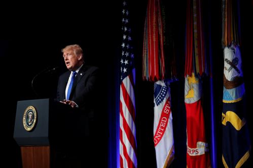 U.S. President Donald Trump speaks during the Missile Defense Review announcement at the Pentagon in Arlington, Virginia, U.S., January 17, 2019. REUTERS/Kevin Lamarque - RC1D4E23D950